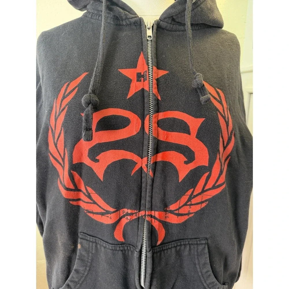 StoneSour Hoodie Zip Up Black Red Logo Graphic Sweatshirt Adult Medium Band Mech